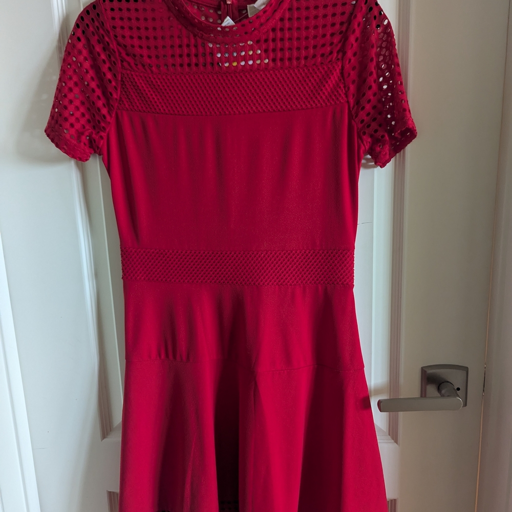 NEW Michael Kors red stretchy dress size Petite Medium holiday Christmas